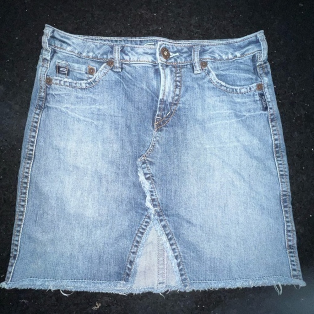 UEC Silver Jeans ANA Denim Skirt Front Split SZ 29